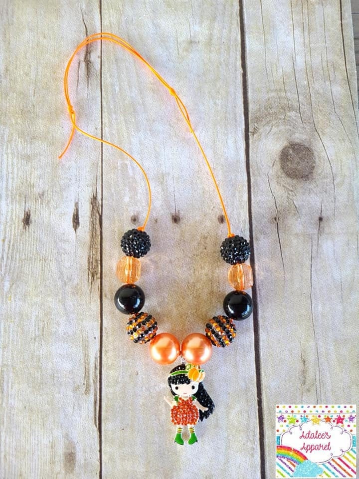 Halloween necklace - fall chunky necklace - Halloween bubblegum necklace - pumpkin chunky necklace