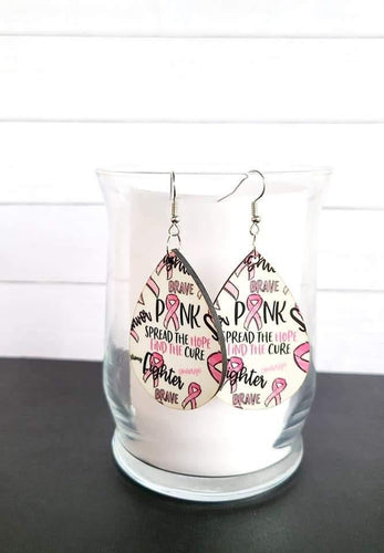 Breast cancer earrings - Pink ribbon earrings -  Pink earrings - Breast cancer awareness, Cancer awareness earrings - Adalee'sAccessories