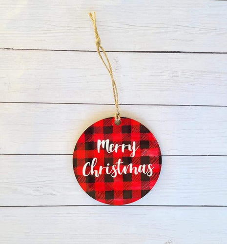 Buffalo plaid christmas ornament - christmas ornaments - christmas gift - 2020 ornament - Cute Merry Christmas tree ornament - Adalee'sAccessories