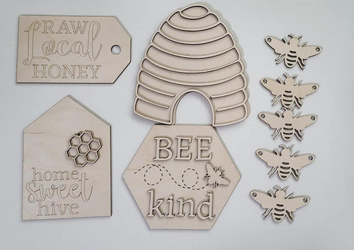 Bee Tiered Tray Bundle DIY -  Bee Tiered Tray Decor  -  Wood Craft Kit - Do It Yourself - DIY Craft Kit -  Honey Bee Decor DIY - Adalee'sAccessories