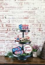Load image into Gallery viewer, 4th of July tiered tray, Patriotic decor, 4th of July decor, Summer tiered tray decor, Independence day tiered tray decor - Adalee&#39;sAccessories
